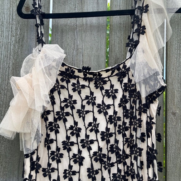 Free People Limited Edition Embroidered Tulle Maxi Dress – Black Floral on Ivory - Picture 4 of 9